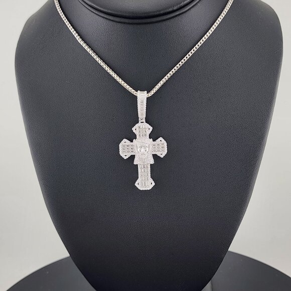 Sterling Silver 925 Cross Necklace with Jesus Face  Religious Pendant - Picture 2 of 12